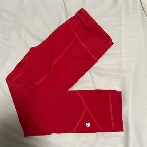 Red cropped lululemon leggings